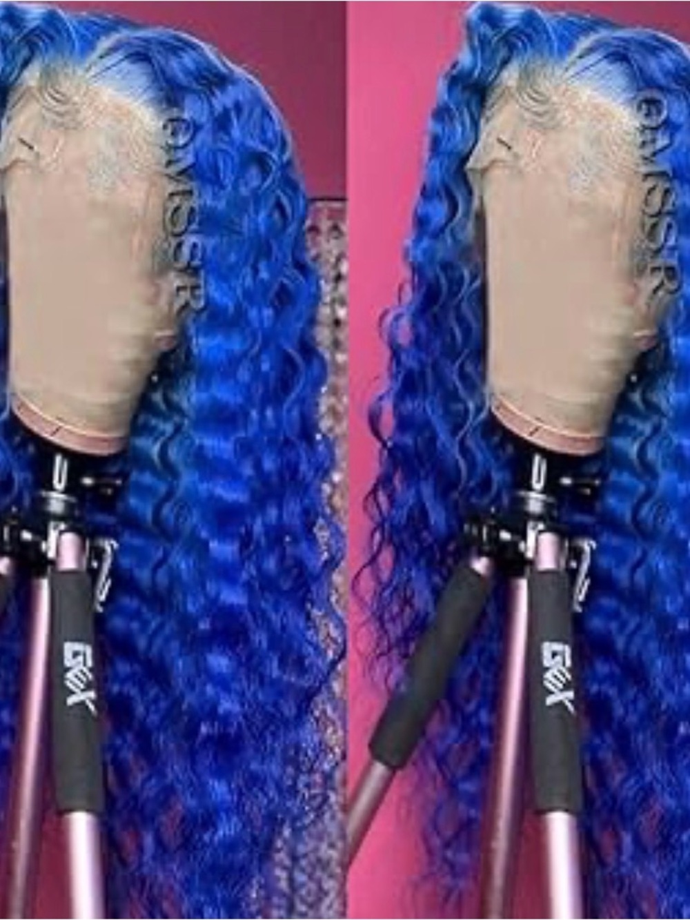 Vivid Blue Deep Wave Lace Front Wig - Unbranded